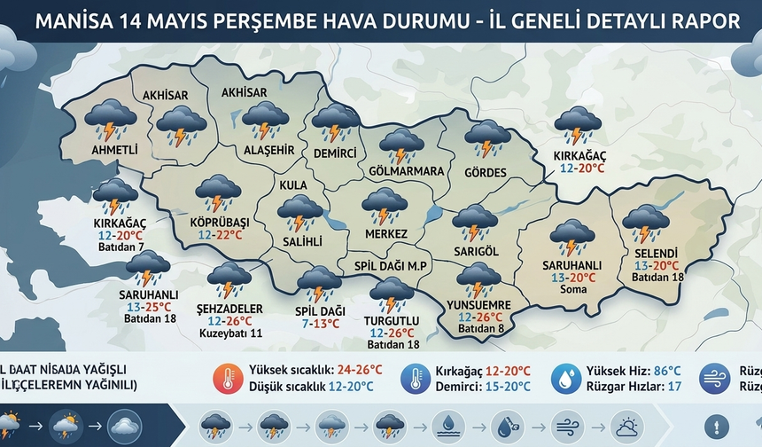 Manisa'da sağanak yağış kapıda: 14 Mayıs Perşembe hava durumu