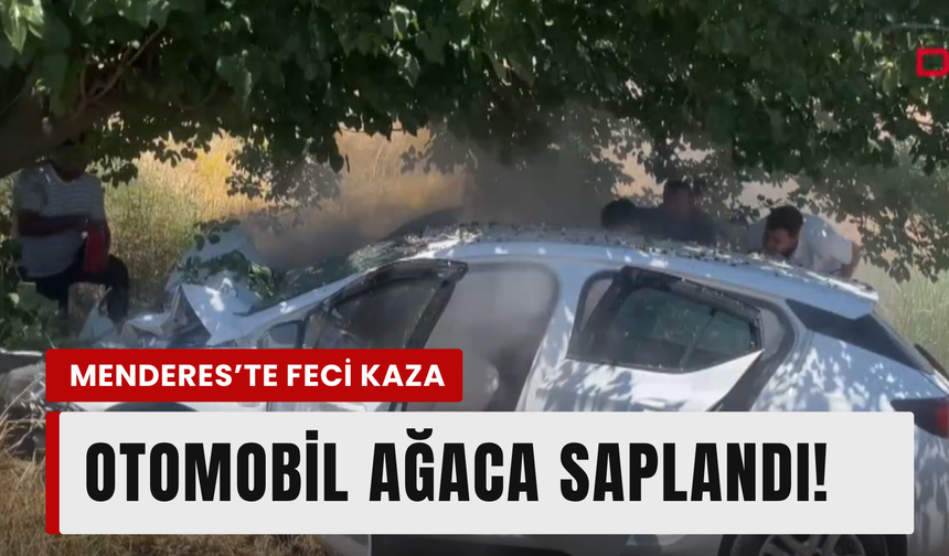 Menderes’te feci kaza: Ağaca çarpan otomobilde 4 ağır yaralı!