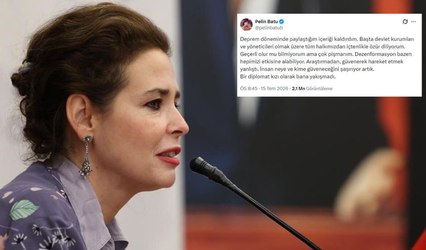 Depremde 'Devlet yoktu' paylaşımı yapan Pelin Batu'dan özür paylaşımı!