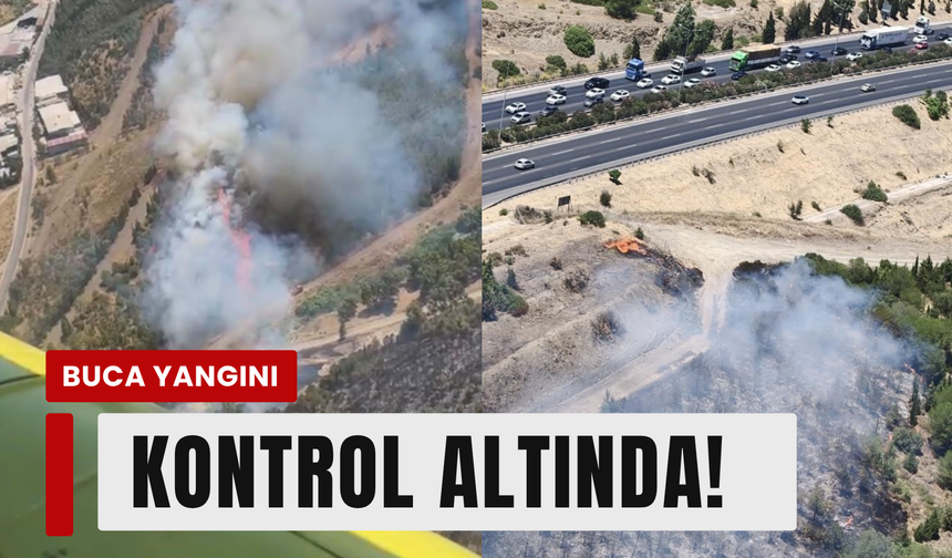 Buca'da otoban kenarındaki yangın kontrol altında!
