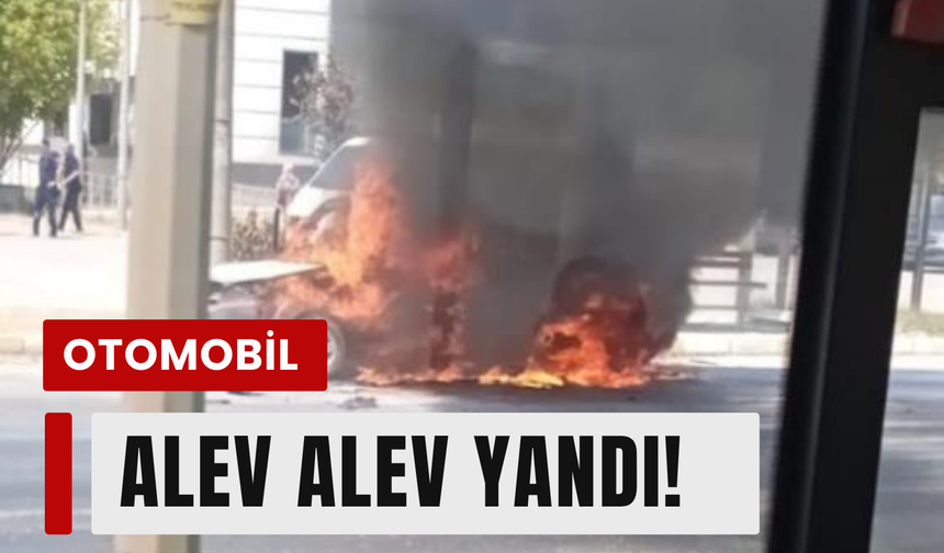 Buca'da otomobil alev alev yandı!