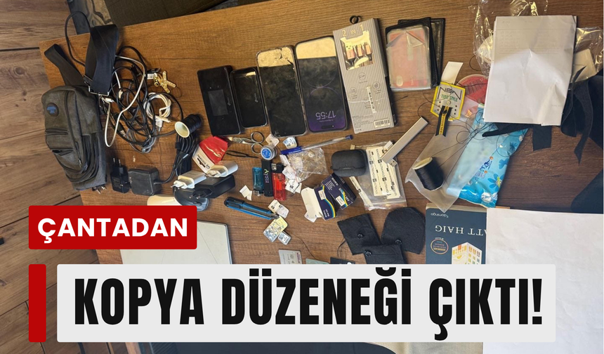 Öğretmeini çantasından kopya düzeneği çıktı!