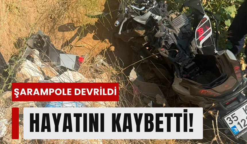 Tire'de feci kaza: Motosiklet şarampole devrildi!