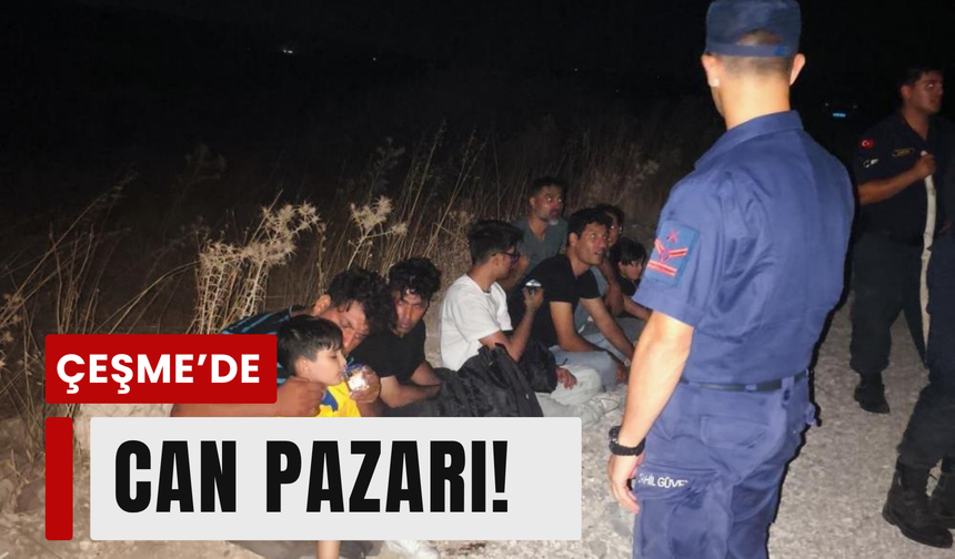 Alaçatı’da 18 göçmene kurtarma!