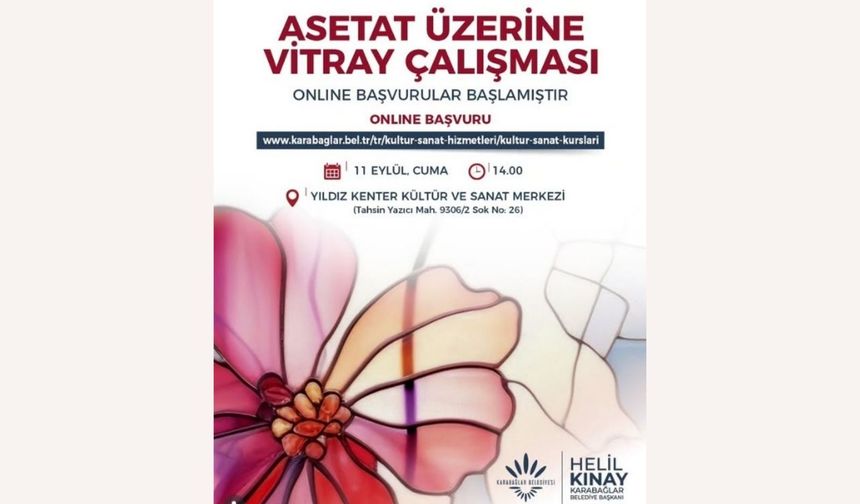 Karabağlar’da sanat severler için asetat üzerine vitray çalışması