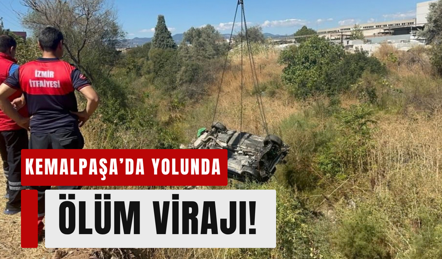 Kemalpaşa'da viraj kabusu: Otomobil akarsuya uçtu!