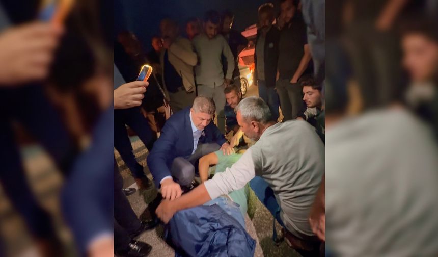 Adıyaman’da yaralıya vali ve milletvekili yardım etti