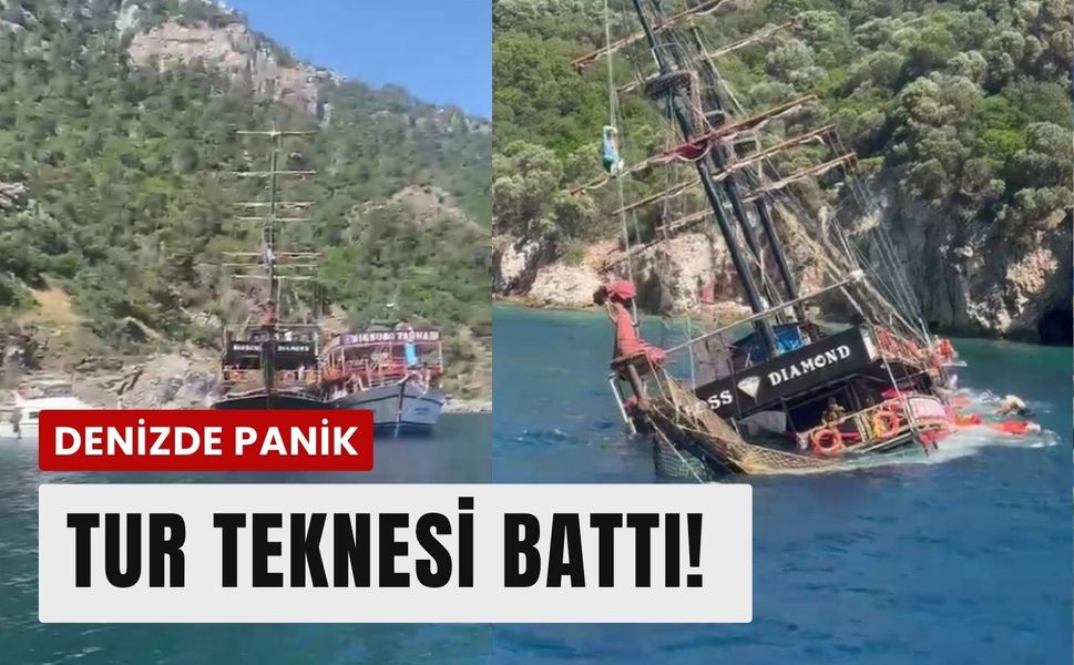 Marmaris'te gezi teknesi battı, yolcular tahliye edildi