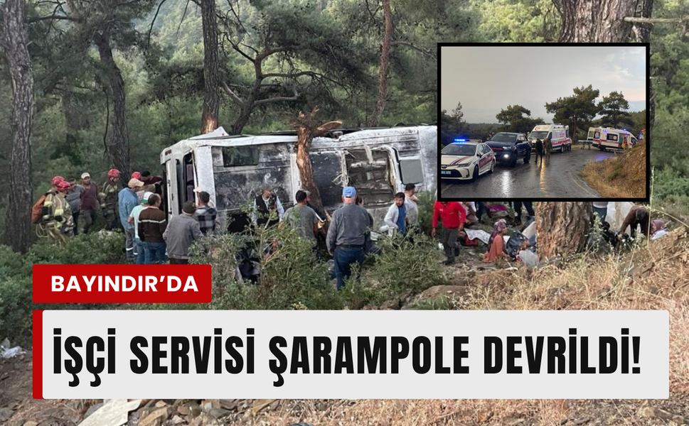 İzmir'de korkutan kaza: İşçi servisi devrildi!