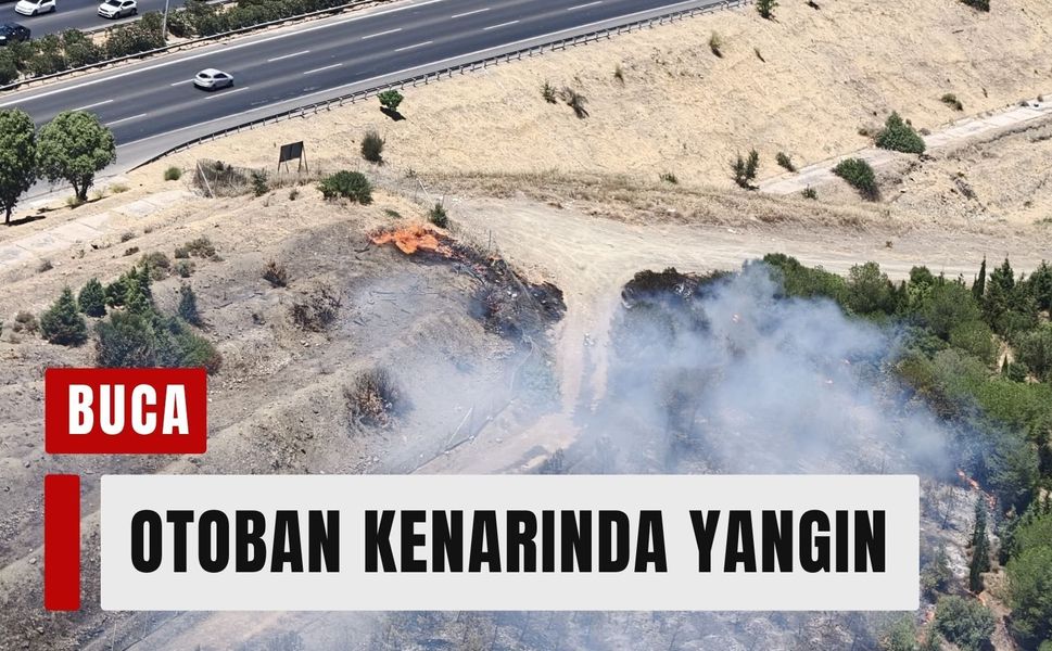 Buca otoban kenarında yangın