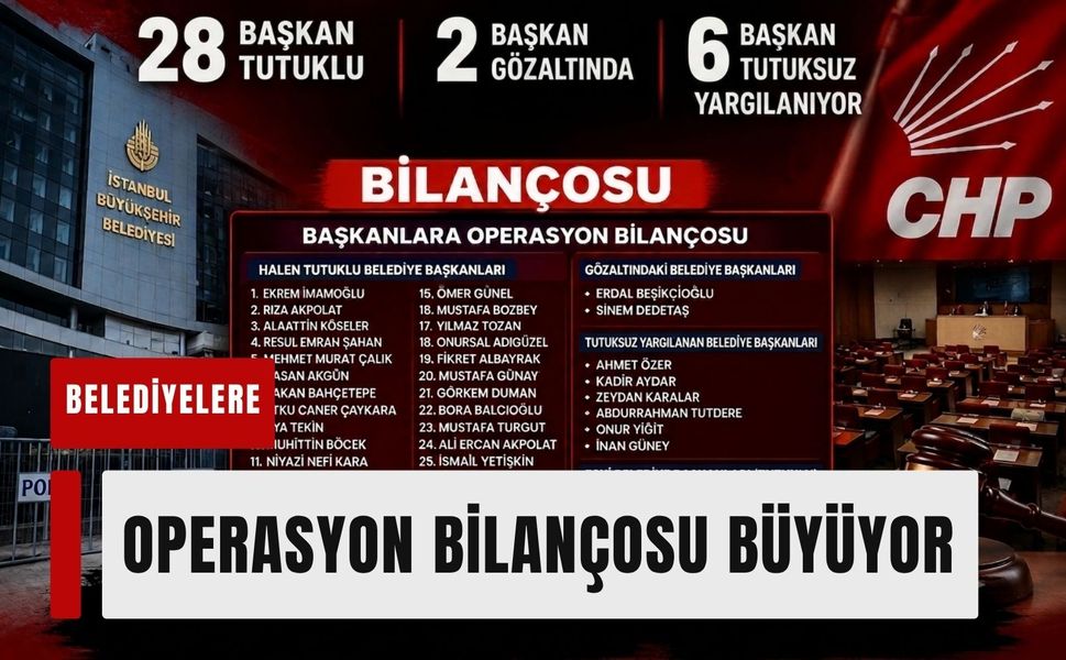 Belediyelere operasyon bilançosu büyüyor: 28 belediye başkanı tutuklu, 2 başkan gözaltında