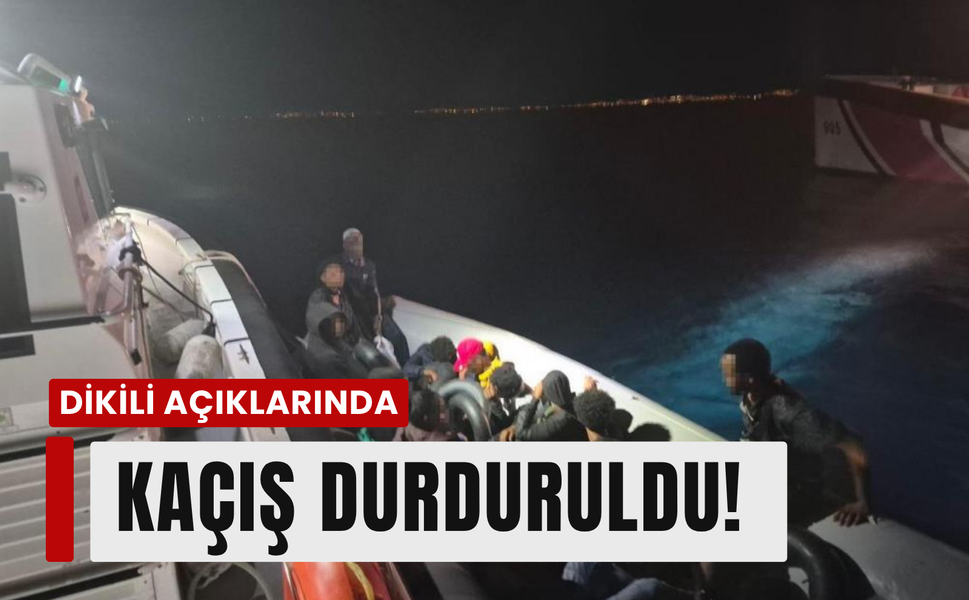 Dikili açıklarında lastik bot operasyonu: 14 düzensiz göçmen yakalandı!
