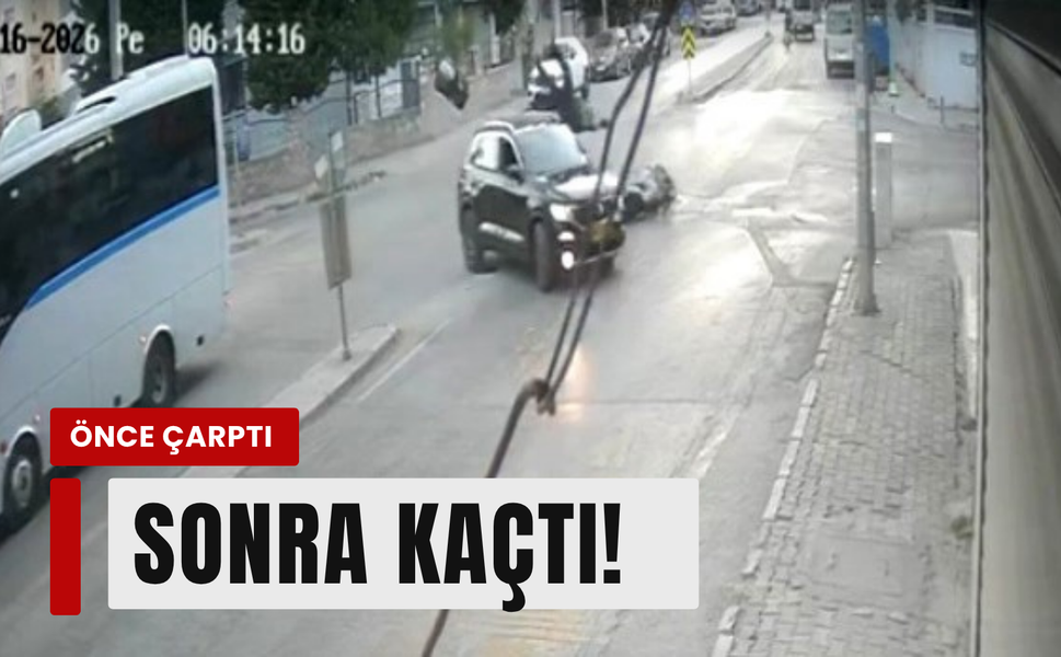 Buca’da motosiklete çarpıp kaçan otomobil kamerada!