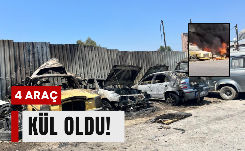 Bornova’da alevler 4 aracı sardı!