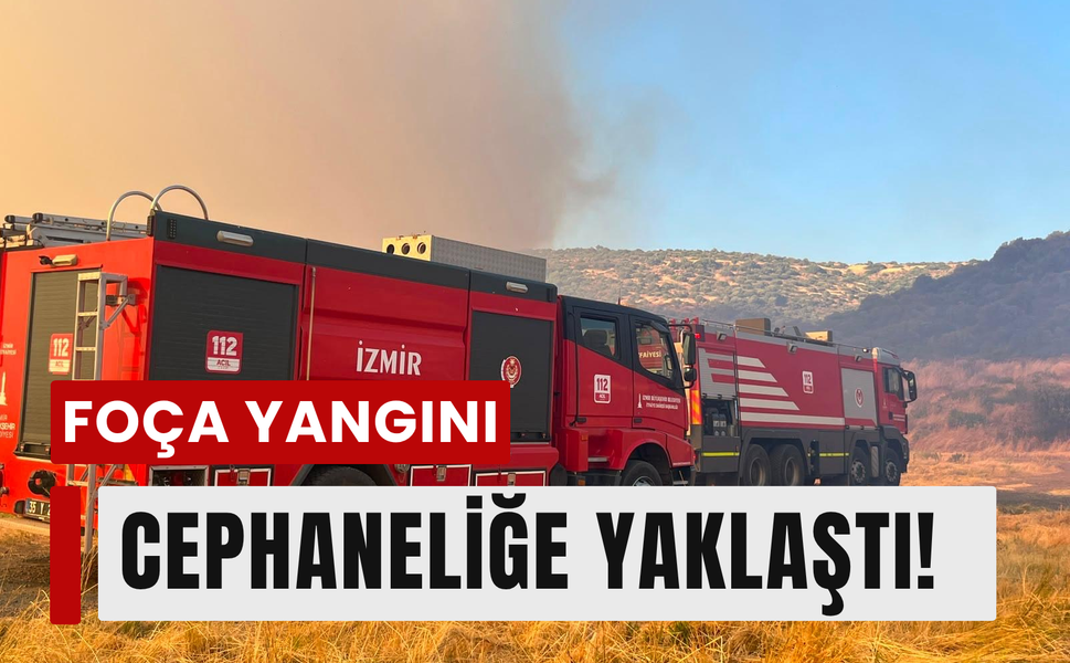 Foça'da kritik yangın: Alevler cephaneliğe yaklaştı!
