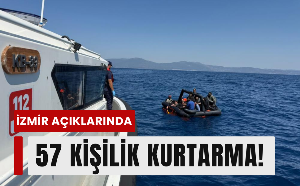Ege’de geri itilen 57 göçmen kurtarıldı