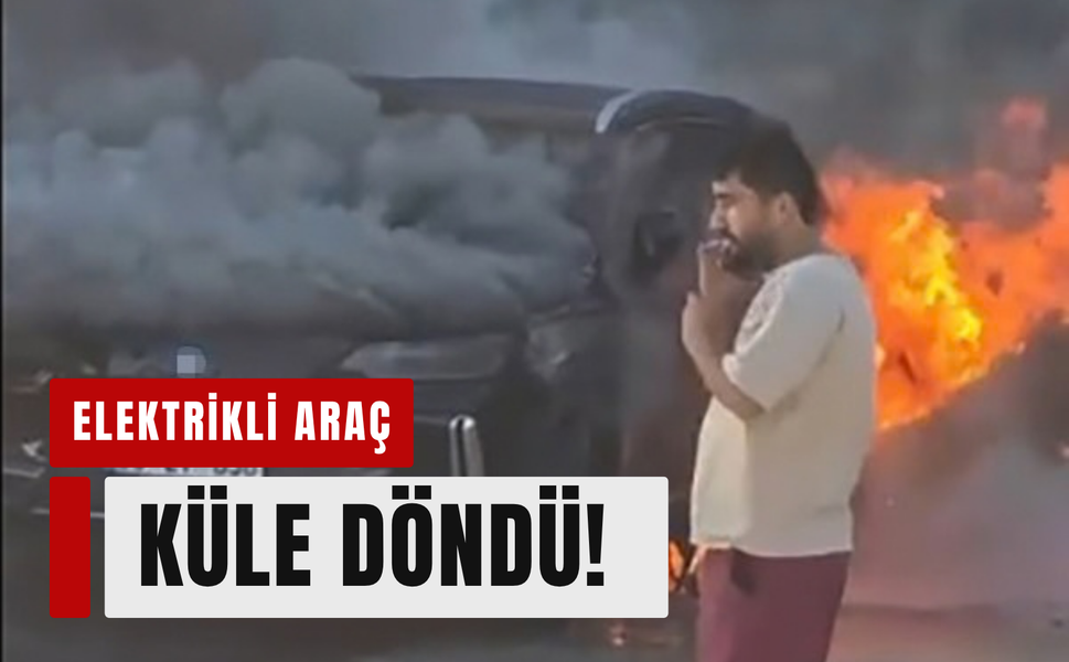 Park halindeki elektrikli otomobil alev aldı!