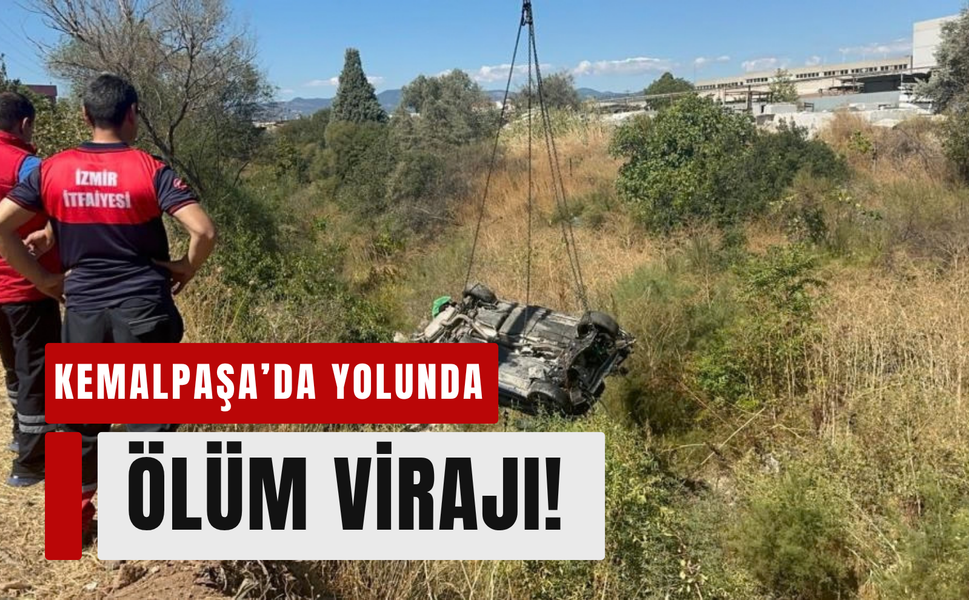 Kemalpaşa'da viraj kabusu: Otomobil akarsuya uçtu!
