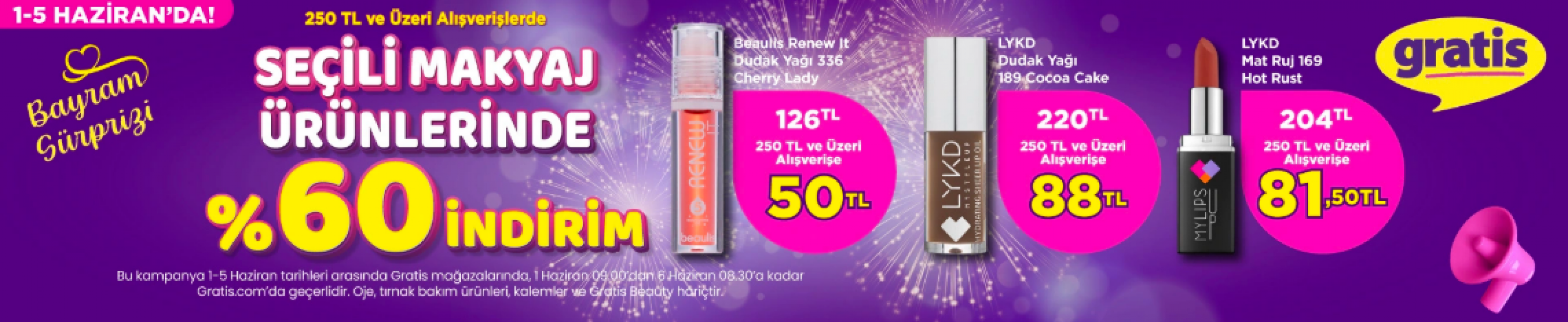 <h3><strong>ONLINE VE MAĞAZADA EŞ ZAMANLI KAMPANYA</strong></h3><p>Gratis’in bu büyük kampanyası, yalnızca fiziksel mağazalarda değil, aynı zamanda dijital alışveriş platformu üzerinden de geçerli. Kullanıcılar, Türkiye’nin dört bir yanından kampanyalı ürünleri birkaç tıkla sepetlerine ekleyebiliyor.</p>