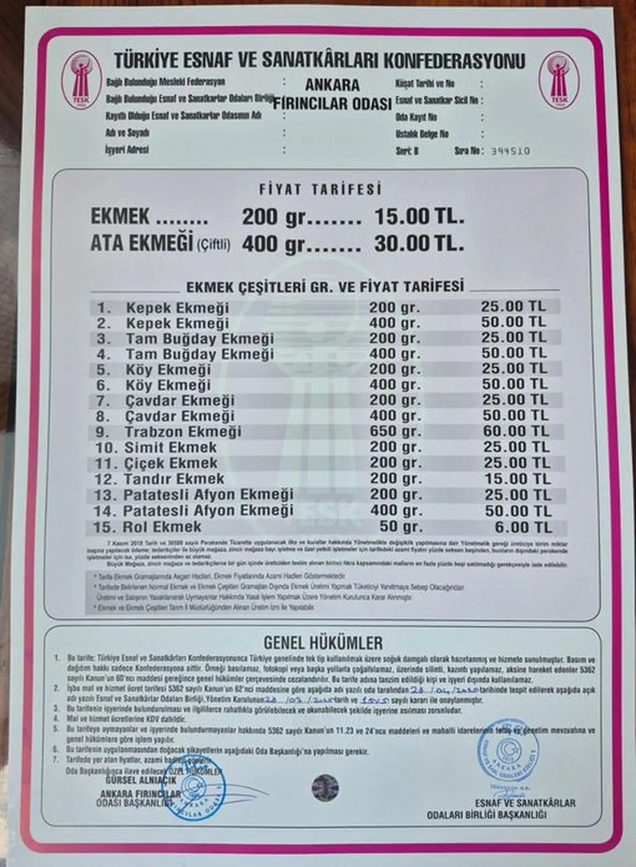Ekmek Zam