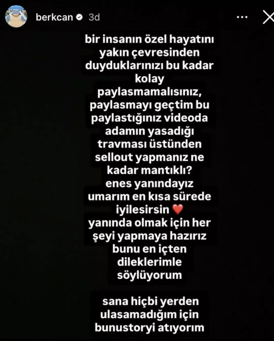 Berkcan Güven’den Dostuna Destek