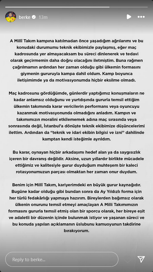 Berke Özer'den Milli Takım Kampı Açıklaması Geldi 'Ağrılarım Vardı'