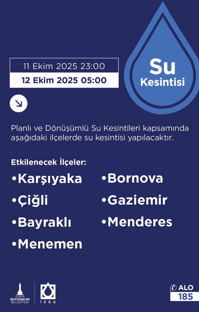 Son dakika! İzmir’de 6 saatlik su kesintisi