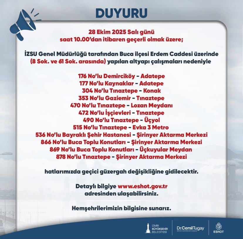 ESHOT duyurdu! Binlerce yolcuyu yakından ilgilendiriyor