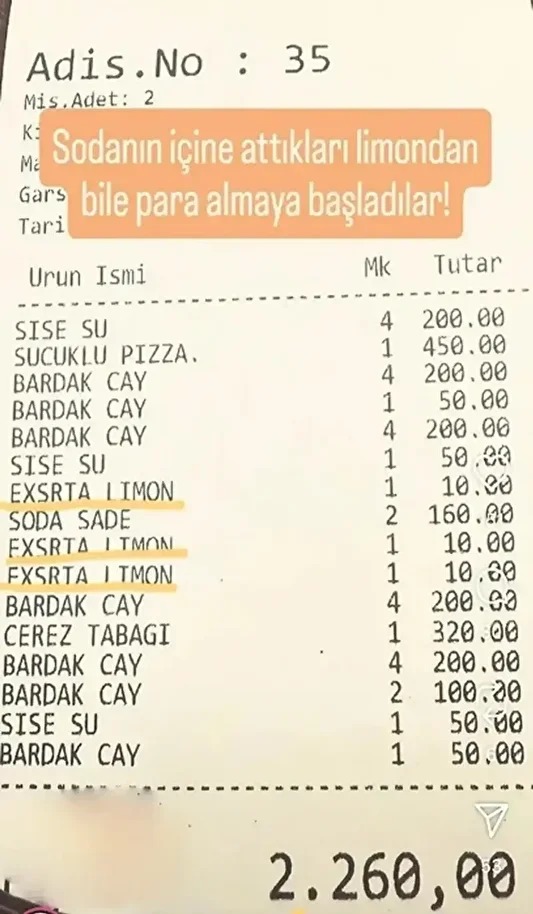 Adisyonda 'Limon' Skandalı! Müşteriler Gözlerine Inanamadı-1