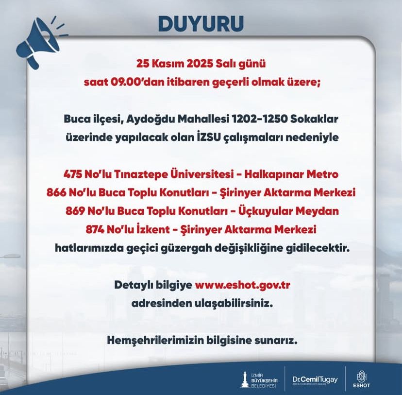 Eshot Duyurdu Izmir Buca