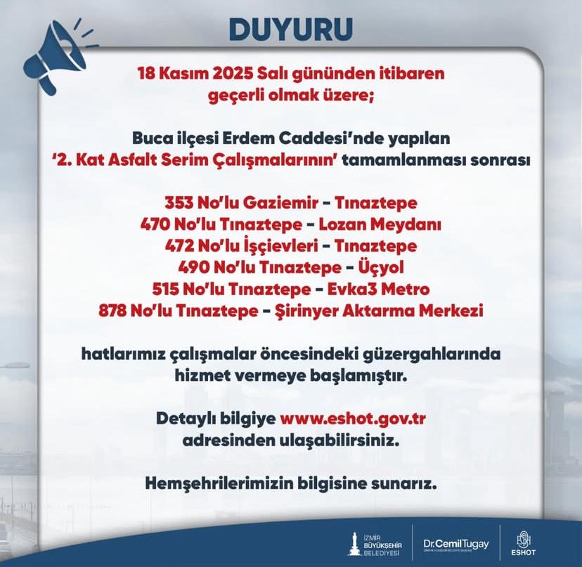 Eshot’tan Son Dakika Uyarısı Otobüsler Bu Güzergâhlardan Geçmeyecek