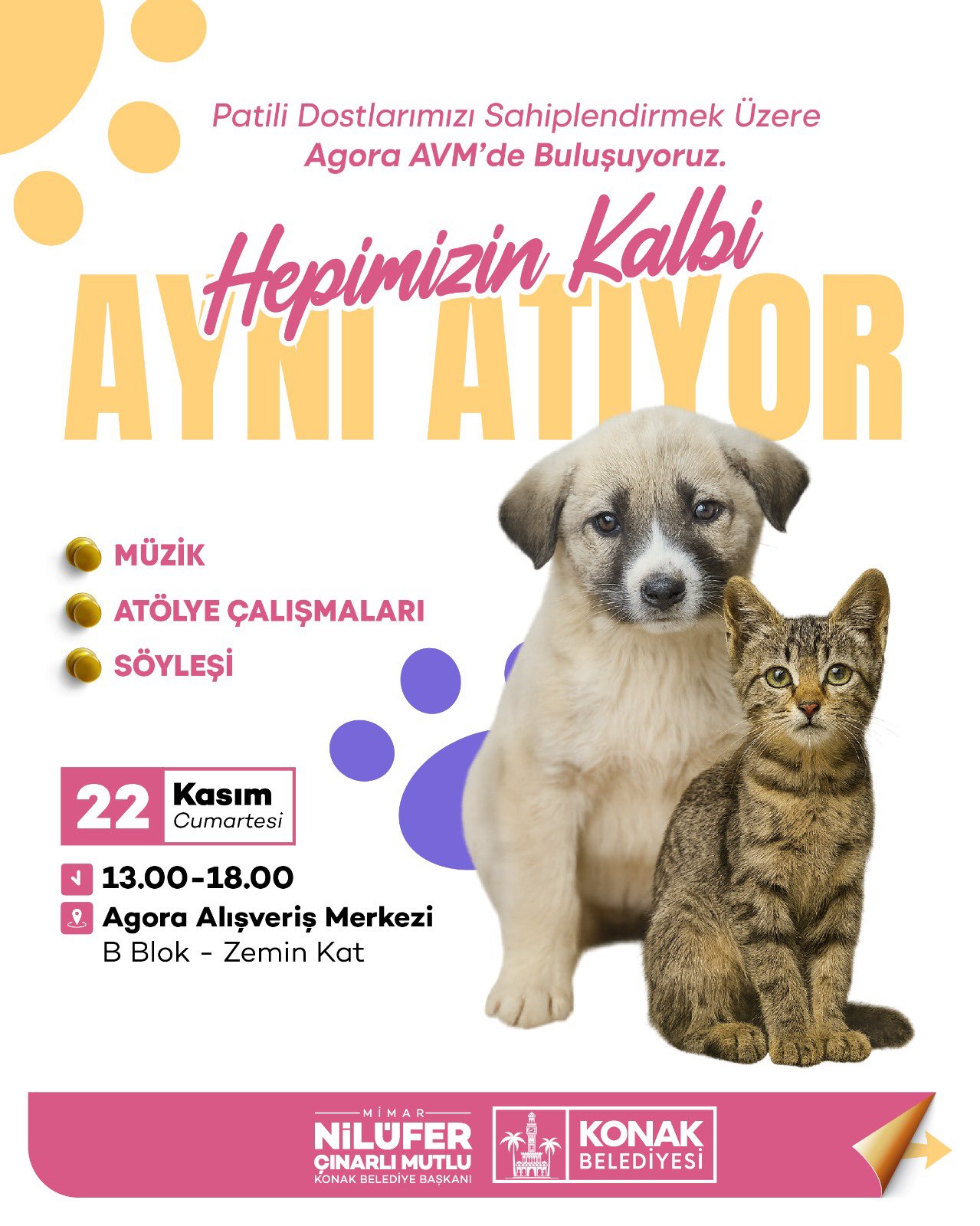 Agora AVM, minik patili dostlarla buluşma gününe ev sahipliği yapıyor. Sahiplenmek isteyenleri, sürpriz etkinlikler ve sevgi dolu anlar bekliyor!