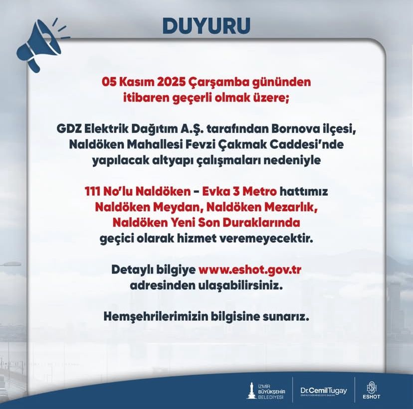 İzmir Eshot’tan Toplu Taşıma Kullanıcılarına Kritik Uyarı!