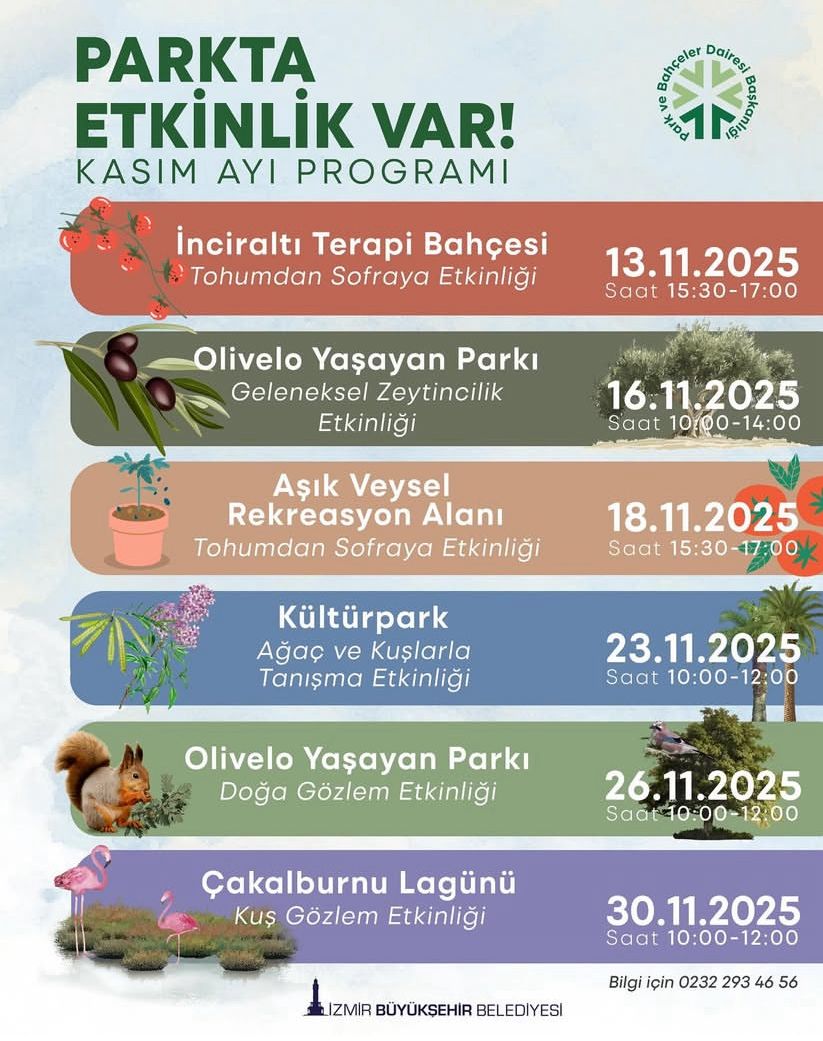 İzmir'de Parkta Etkinlik Var! Kasım Ayı Programı Açıklandı
