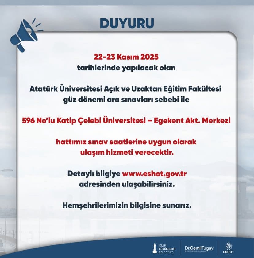 İzmir'de Sınav Günü Ulaşım Desteği