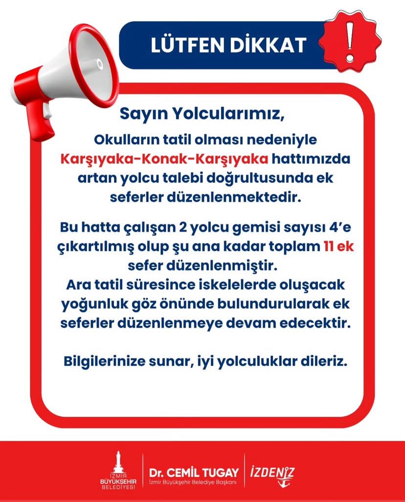 İzmir’de Ulaşım Yoğunluğunu Azaltmak Için Karşıyaka Konak Hattında Ek Vapur Seferleri Başlatıldı.