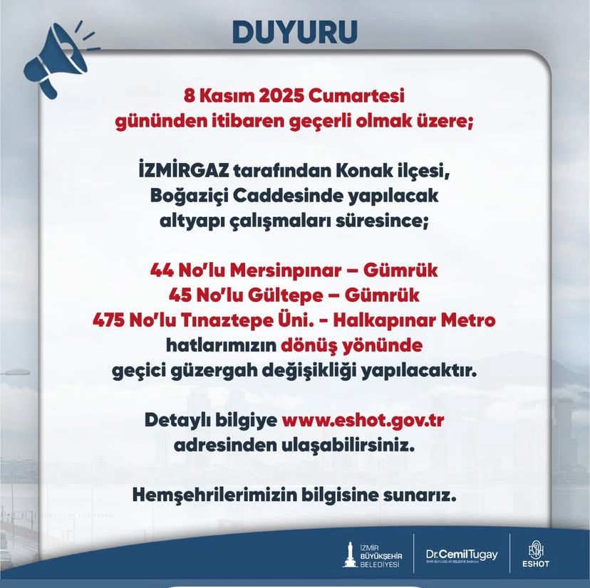 ESHOT duyurdu: Konak'ta 3 otobüs hattının güzergahı yenilendi!