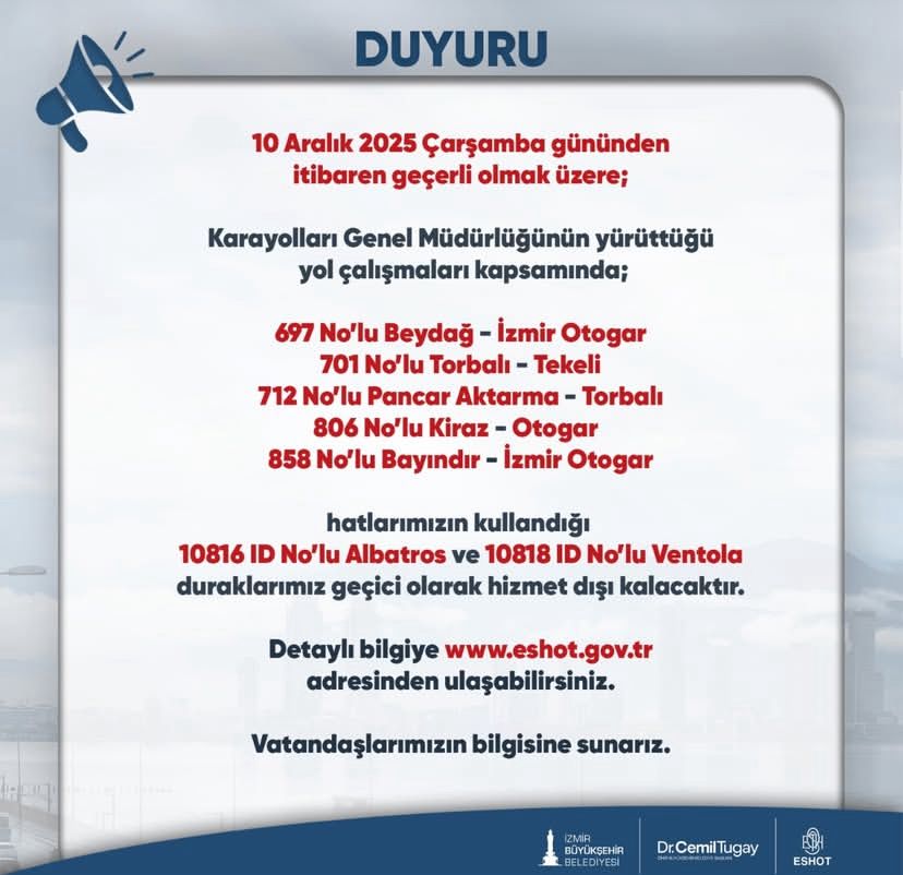 Bazı Duraklar Hizmet Dışı Kalacak-1