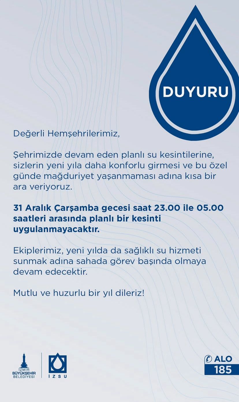 İzsu’dan Vatandaşa Müjde