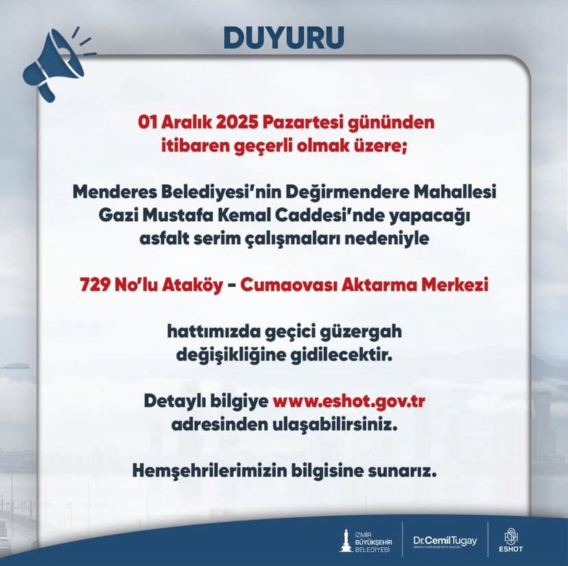 Menderes Eshot Duyurusu