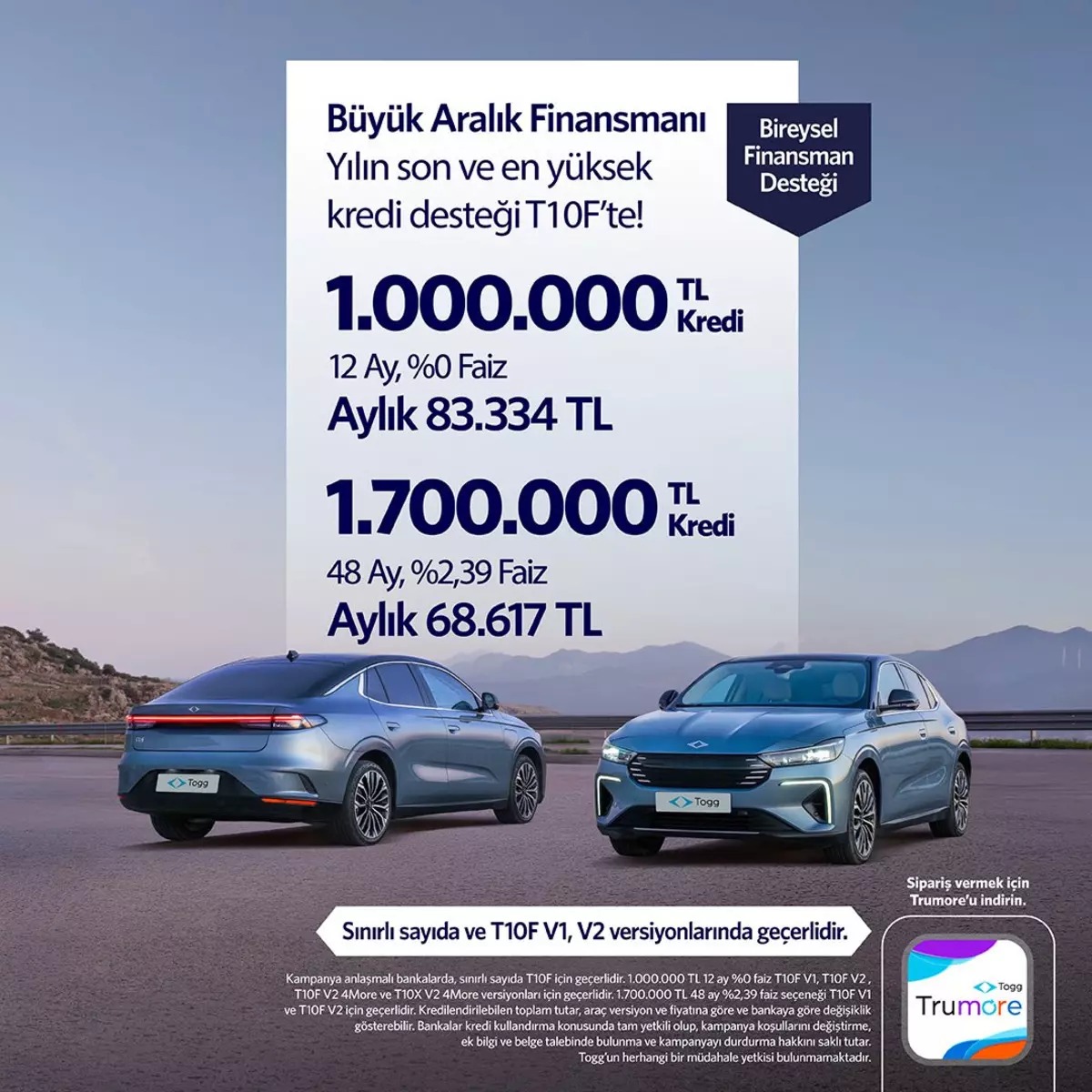 Togg’dan Yılın Son Fırsatı T10F Için 1 Milyon Tl'ye Sıfır Faiz! İşte Kampanyanın Tüm Detayları (1)