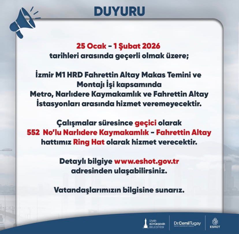 İzmir’de toplu ulaşımı kullanan binlerce vatandaşı ilgilendiren önemli bir duyuru yapıldı.