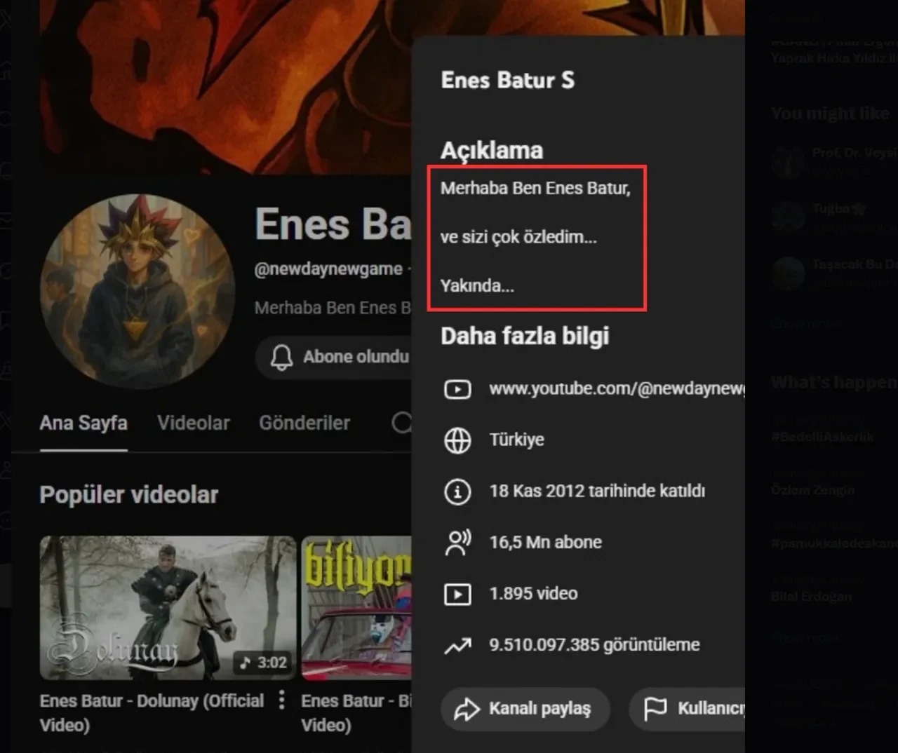 Enes Batur Youtube’a Döndü! Kanalının Yeni Ismini Açıkladı (2)