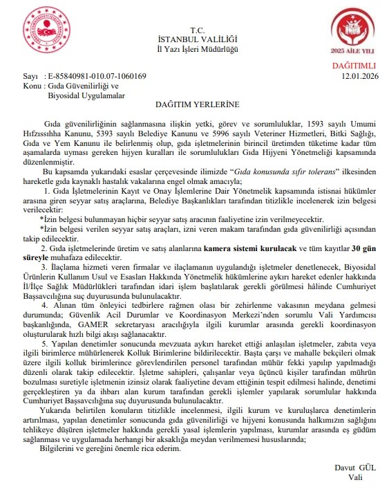 Istanbul Valiliği Duyuru