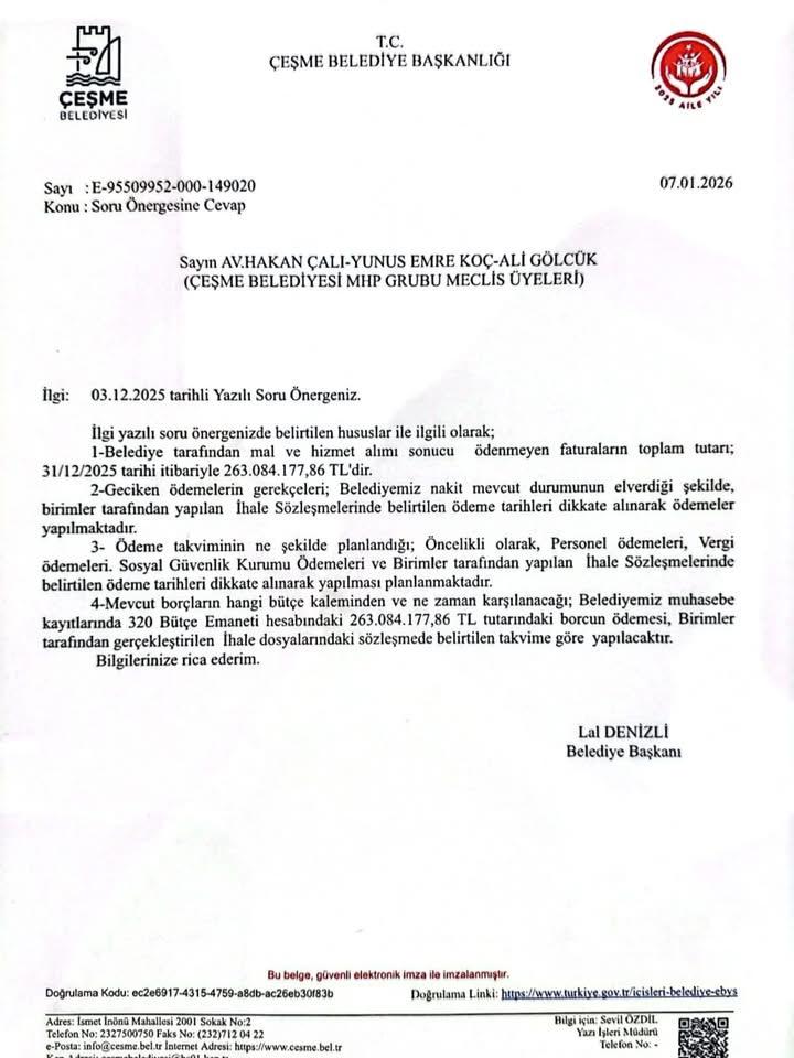 Mhp Çeşme’den Çeşme Belediyesi’ne 'Arsa Satışı Var, Borç Var; Hizmet Yok!' (1)