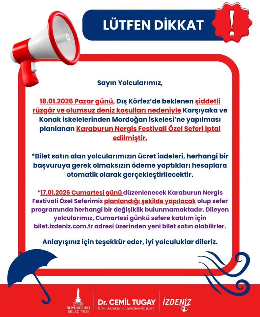 İZDENİZ’den yolcularına kötü haber! Seferler iptal edildi
