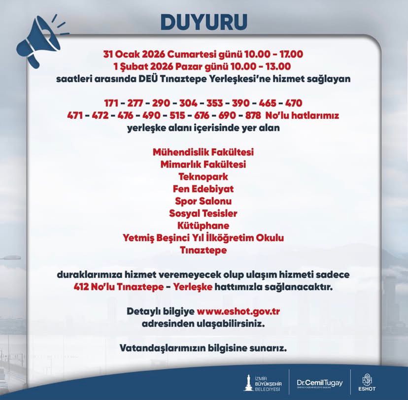 ESHOT duyurdu: Bu duraklara hizmet verilemeyecek