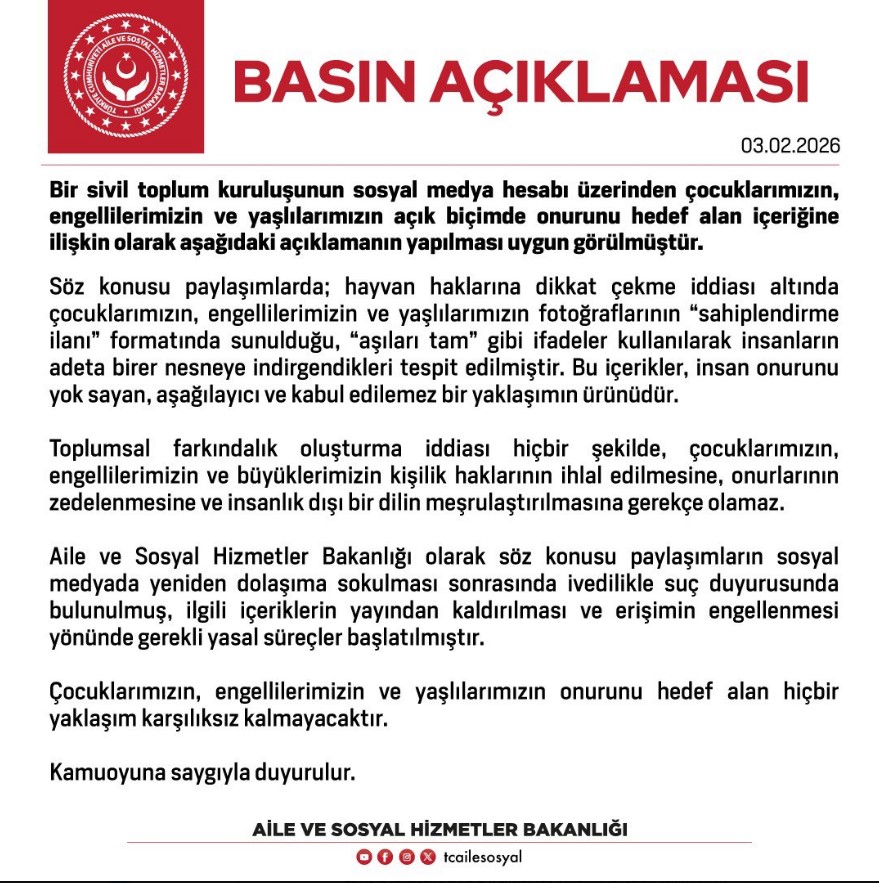 Bakanlıktan 'Sahiplendirme Ilanı' Formatındaki Paylaşımlara Suç Duyurusu (1)