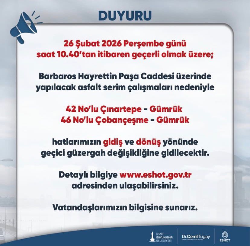 İzmir’de Asfalt Çalışması İki Güzergah Değişti