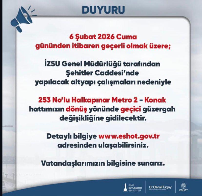 İzmir’de O Hatta Güzergah Değişiyor-1